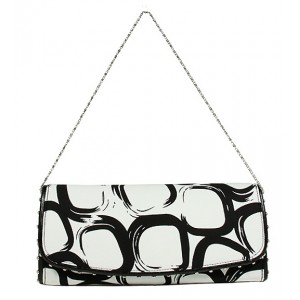 Evening Bag - 12 PCS - Geometry Print w/ Flap - White - BG-92117WB